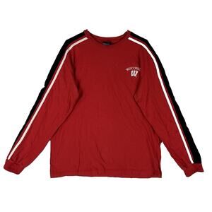 University of Wisconsin Badgers Long Sleeve Shirt Mens Large Red Emrboidered Top